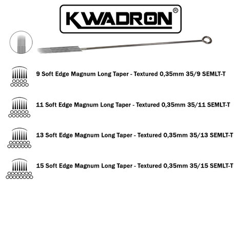 Тату иглы KWADRON Soft Edge Magnum 35/11 Textured Long Taper