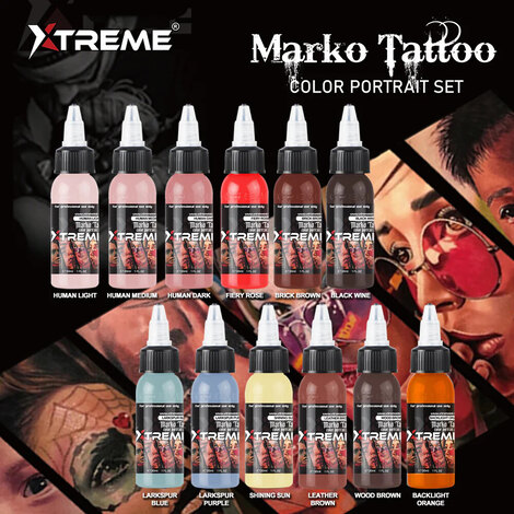 Тату краска Xtreme Marko Tattoo Color Portrait 12 Set