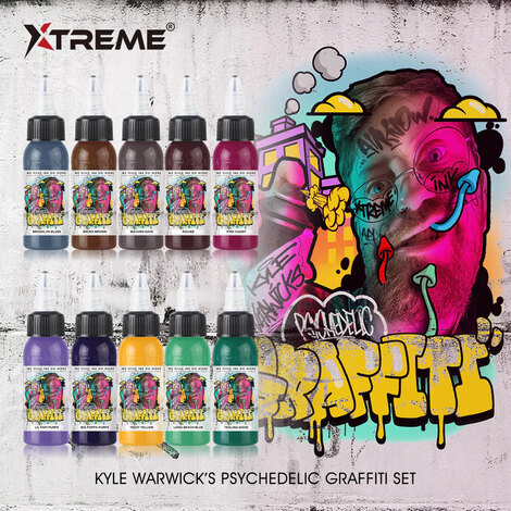 Тату краска Xtreme Kyle Warwick's Psychedelic Graffiti 10 Set