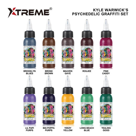 Тату краска Xtreme Kyle Warwick's Psychedelic Graffiti 10 Set
