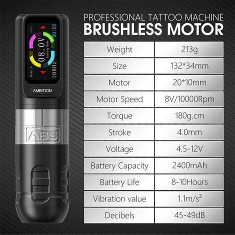 Тату машинка ABS Zetton 2400мАч (3.5мм - 4.0мм) - Silver