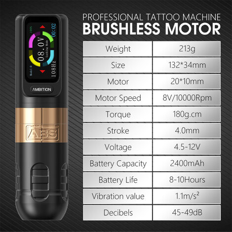 Тату машинка ABS Zetton 2400мАч (3.5мм - 4.0мм) - Gold