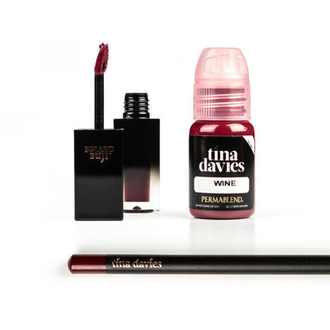 Пигмент для татуажа Tina Davies - Wine + Помада + Карандаш