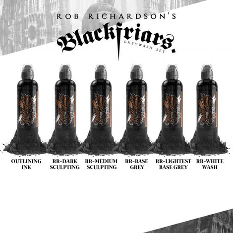 Тату краска ROB RICHARDSON - BLACK FRIAR GW SET - LIGHT BASE GREY